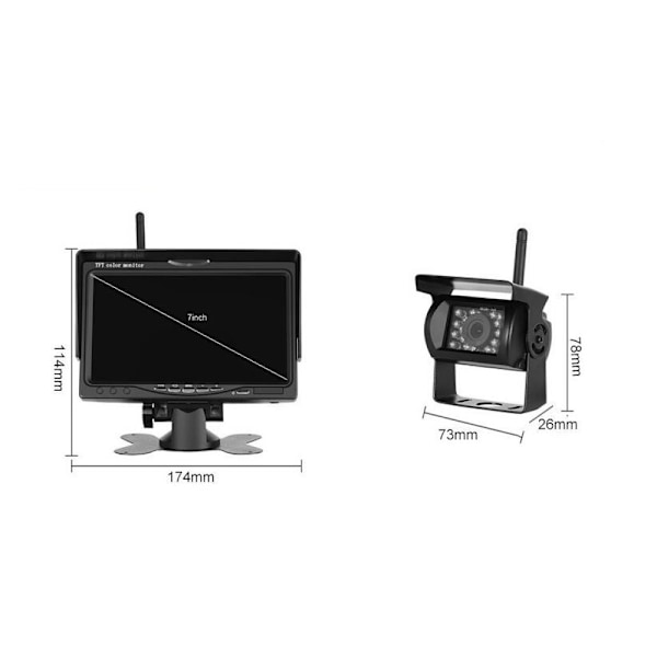 IP69 Vattentät Backkamera, HD 1080P Monitor för Skarp Bild, Stark Digital Signal Säkerställer Smidig Överföring, Detaljerad Mörkerseende för Säkerhet