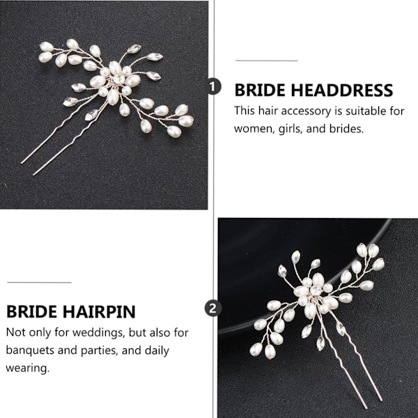 Glittrande Bröllopshåraccessoarer, Strass Blomsterflickaklämmor med Flexibel Positionering, för Fester och Dejter (4 st)