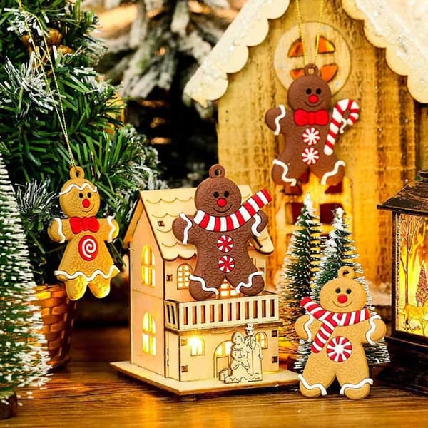 12 Stykker Pepperkake Juletrepynt Pepperkakehus