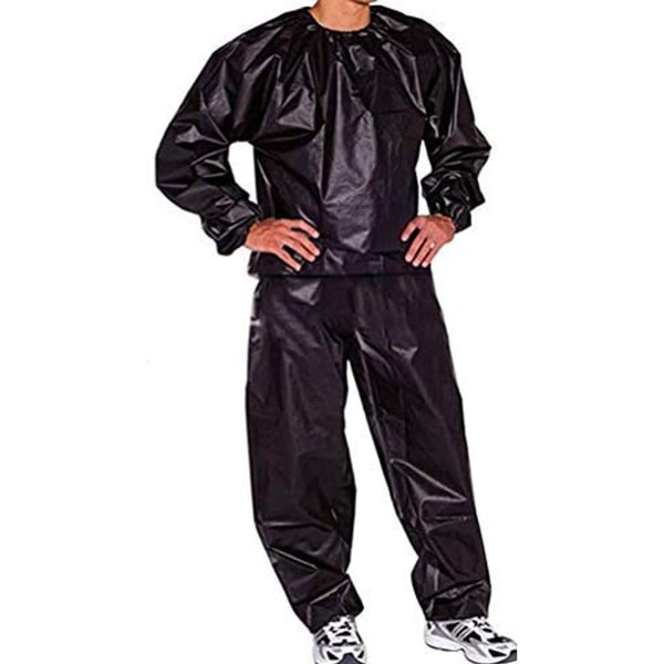 Sauna fitness tøj - tyk sort pvc15 silke - XXL