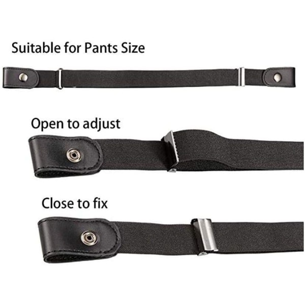 Belte uten spenne, 2 deler usynlig strekkbelte elastisk belte