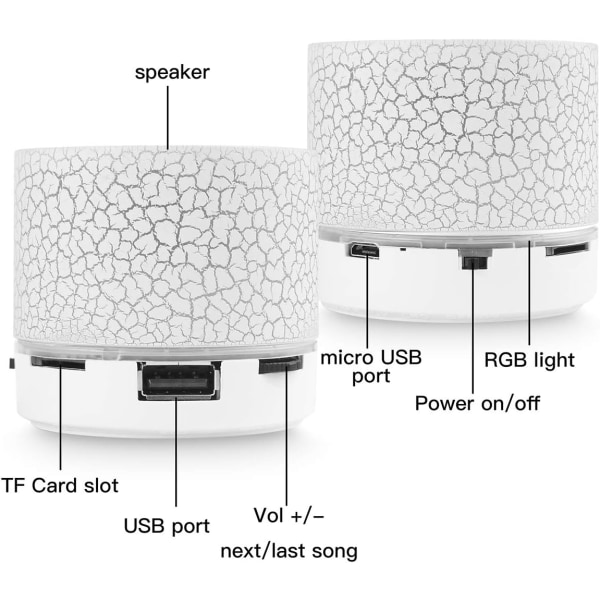 Bärbar trådlös mini Bluetooth-högtalare med LED-ljus