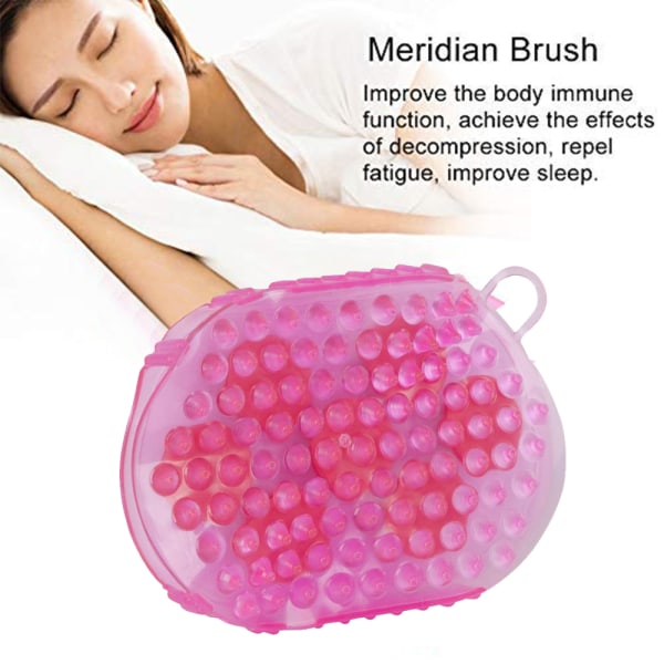 Massagebadborste med 7 metallrullbollar, rosa