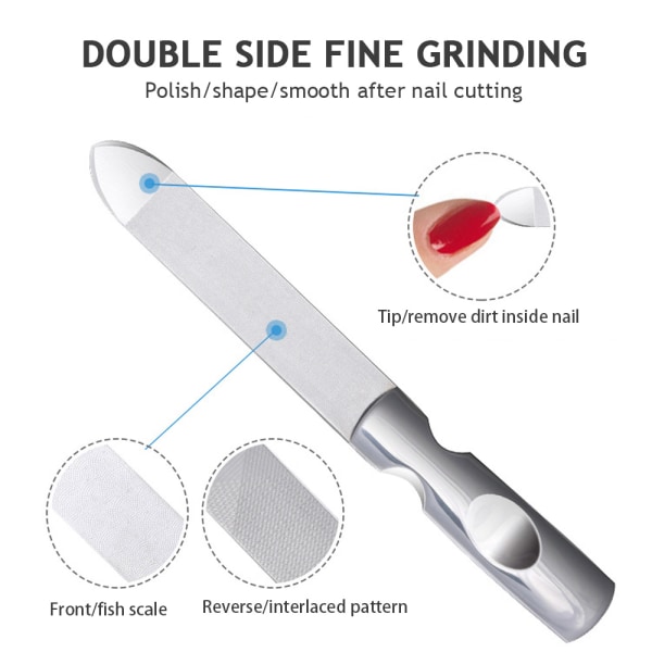 2-pack neglefiler for hjem og reise, rustfritt stål