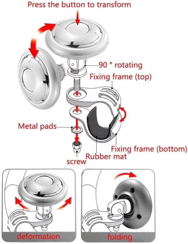Roterende knapp for ratt, bilrattkule 90° rotasjon