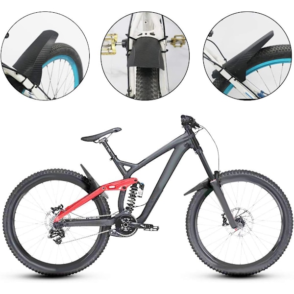 MTB Stänkskärm, 3D-textur med kolfiberlook, enkel att installera för skydd i alla väder (2-delad)
