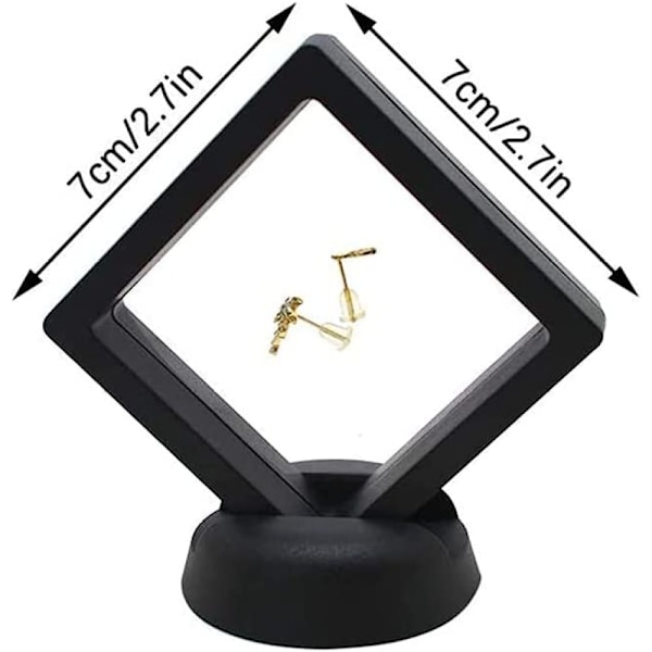 Elegant 3D Flytande Ram Display, Svart Smyckesdisplayställ Med Klar Film För Utmaningsmynthållare, Slagtåligt ABS-material För