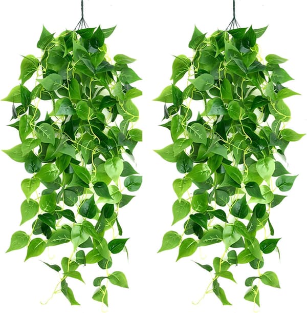 2-pakning kunstige hengeplanter, simulerte hengeplanter 100 cm