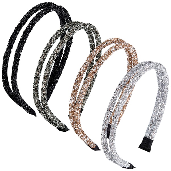 Strasshårband, Högkvalitativ Strass Dubbel Kristall Sidofejk Diamantbåge för Kvinnor Flickor Håraccessoar, Glittrande Bling Diamantband för