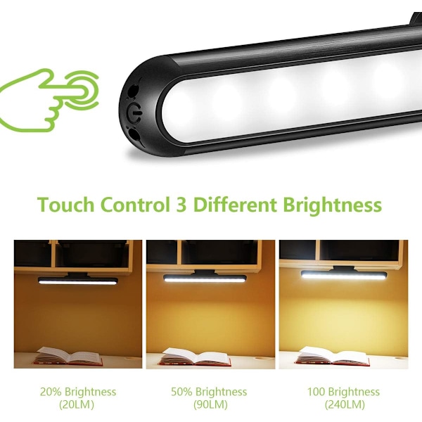 Elegant Magnetisk Vägglampa för Garderob & Garage, Touch Sensor Dimbar Trådlös LED Läslampa med 120° Rotationsförmåga för Sovrum,