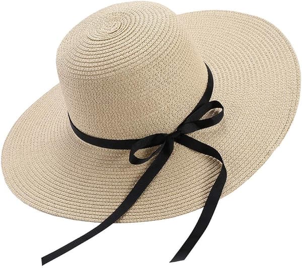 Solhattar Sommarhatt för kvinnor, stor hatt, bred brätte, strå, vikbar