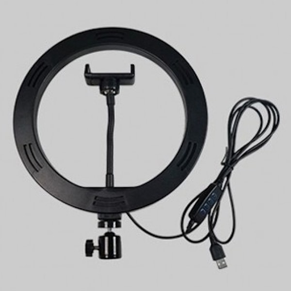 Ring Light med 360 graders roterande stativ, 10 tums dimbar LED-belysning för skrivbordsplacering, trådlös Bluetooth-fjärrkontroll ingår
