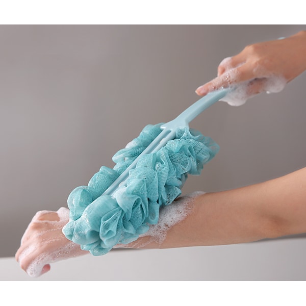 Utsøkt Badesett, Hudeksfolierende Dusjloofah med Håndtak for Enkel Tilgang, Kroppsrengjørende Langt Håndtak Design for Menn og Kvinner (3 stk)