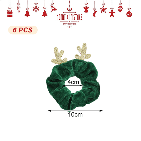 6 Christmas Scrunchies, Headband Sparkly Cute Hair Rope