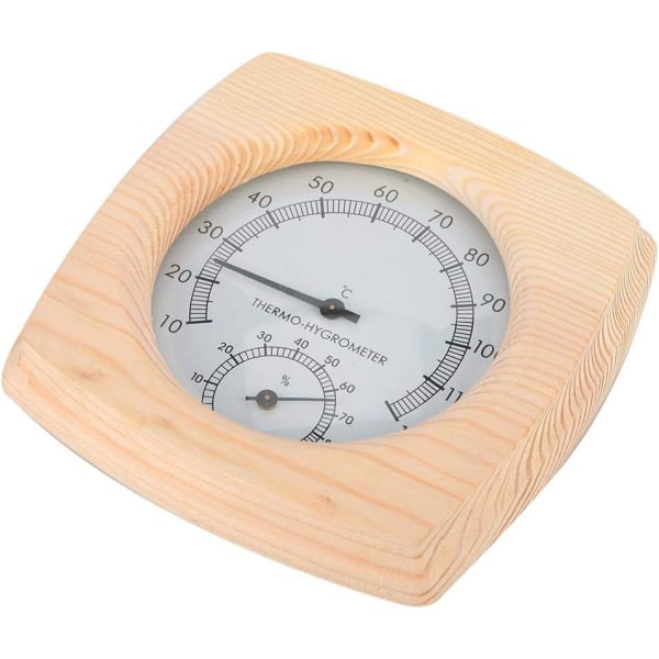 Bastutermometer i trä, hygrometertermometer