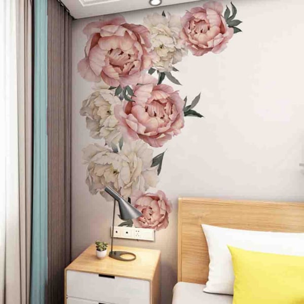 Irrotettava seinätarra Suuret kukat Pioni Ruusukukat