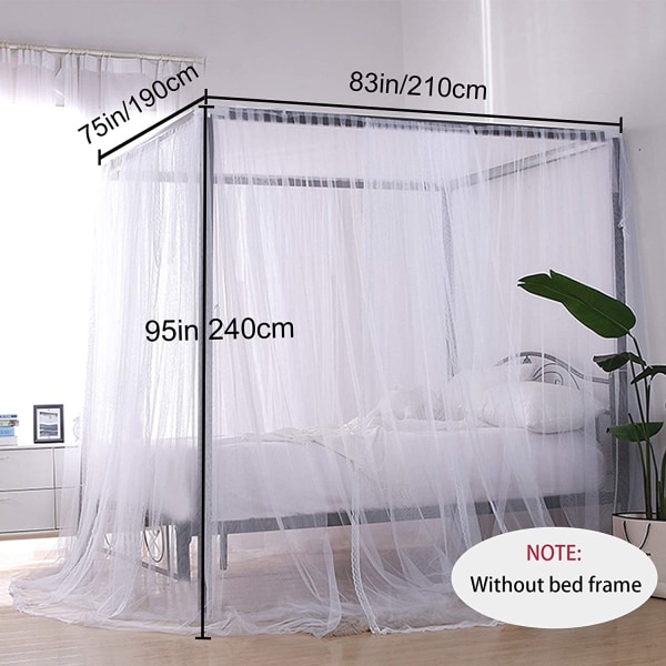 Myggnett, myggnett til seng med 4 åpninger 190*210*240Cm