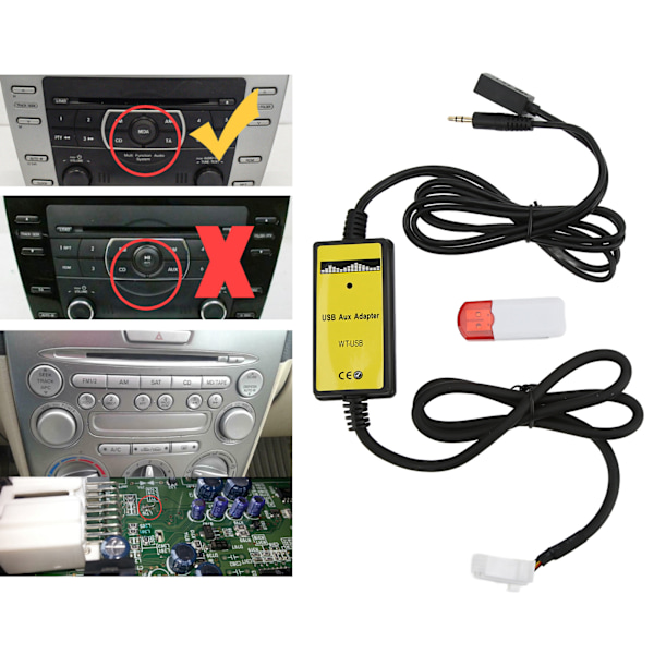 USB AUX CD-växlare för bilar, Stabil anslutningskvalitet ABS-material för oavbruten musiklyssning under resan
