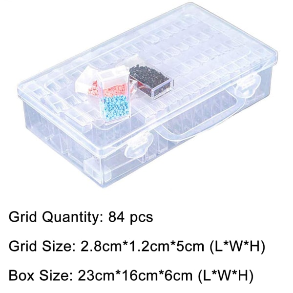 84 Grid Transparent Box DIY handgjorda pärlor Nail Art Box