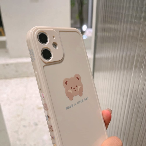 IPhone 11 Case Söpö Maalattu Design Ruskea Karhu - Beige