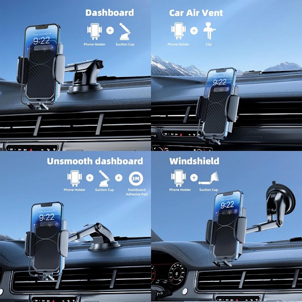 Universell Biltelefonhållare med Human Design, Med Utdragbar Arm & 360 Graders Rotation för Optimal Visning, Perfekt för Alla Smartphones & Väg