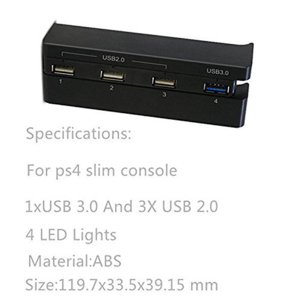 PS4 Gaming Console HUB, 4 USB-port hub til PS4 Slim