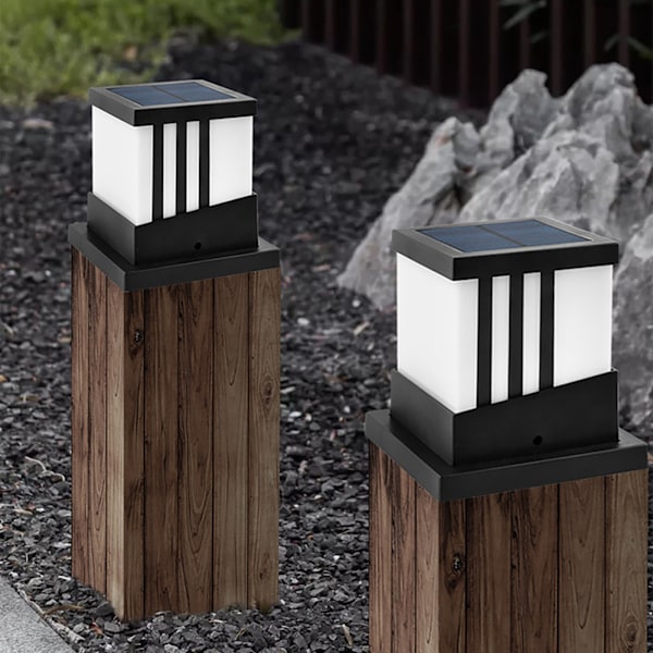 Solcelle-lampe for stolpe, moderne topplys for søyle, vanntett, hage- og terrassedekorasjon, gjerdelampe