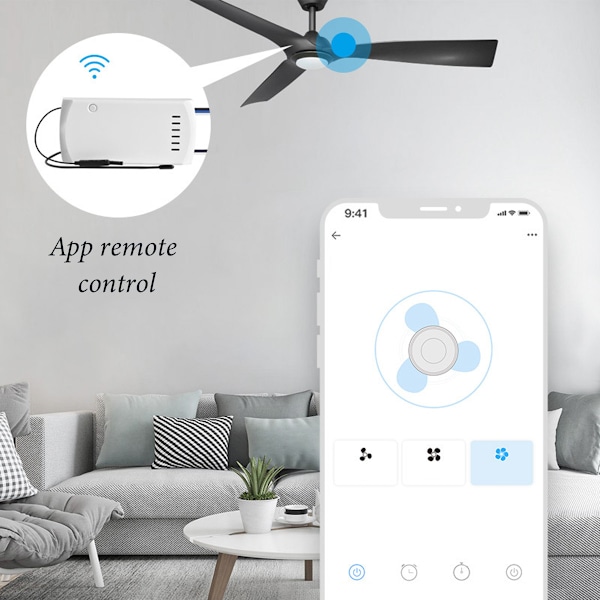 WiFi Takvifte Kontroller Intelligent Takvifte med Lys Fjernkontroll Vifte AC 100V~240V