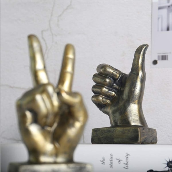 Hand Finger Gesture Desk Statues Fingers Skulptur, Brons