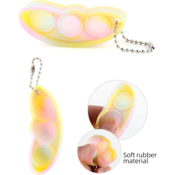 2-pakning Squeeze-A-Bean Fidget-leker, Edamame-nøkkelring