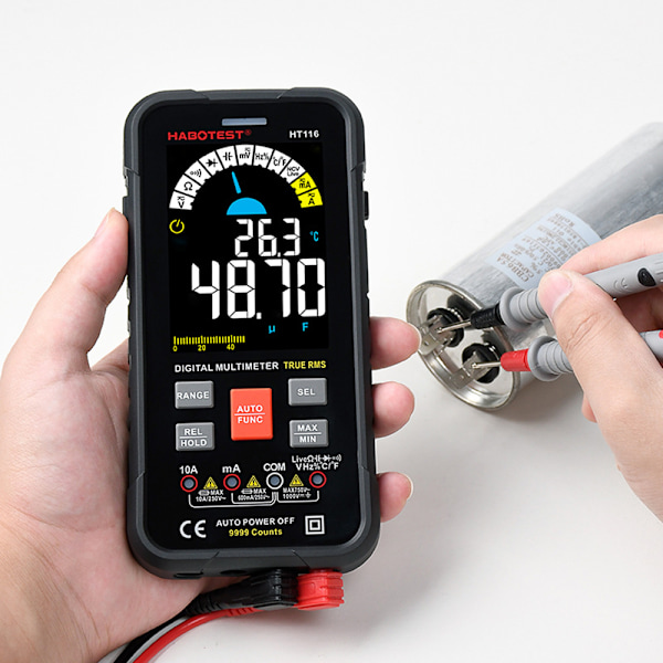 Intelligent Anti-Brännande Digital Multimeter, Manuell Auto Dubbelläges Testare för AC/DC Spänning, Ström, Kontinuitet, True RMS, med Överbelastningsskydd