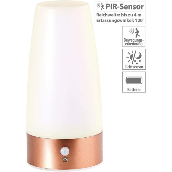 Bordslampa batteri: LED-bordslampa med PIR-rörelsesensor, vit