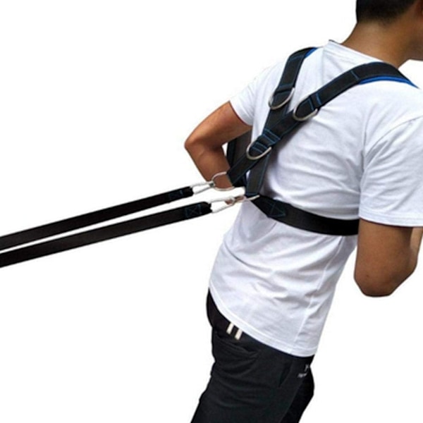 Kraftig Justerbar Träningssele för Axlar, Fitnessmotståndsträning med Kärnstyrka, Vadderad Neoprenväst och Slitstark Nylon, 2 Dragpunkter