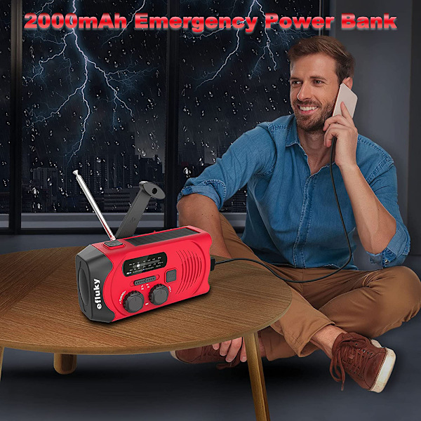 Fluky Solarradio: Amfmbw Noaa, Vevradio Överlevnadsradio, Självdriven LED-ficklampa Med Powerbank, Nöd Solcellsväderradio För Orkan