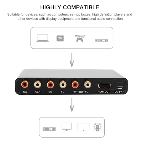 Ljudextraktor Dekoder Konverterare, Dolby AC-3/DTS Stöd för Fylligt Ljud, EDID Switch för Sömlös Enhetskompatibilitet, Professionell