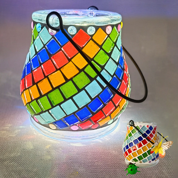 Fairy Lantern Craft Sett For Kids, Gjør-det-selv-mosaikklampe, Gjør-det-selv kreativt håndverk til hjemmedekorasjon, Blomsterpotter, Mosaikksteiner For Jenter Barn Rainbow 2