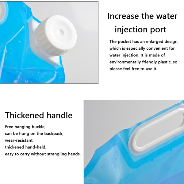 2 stk sammenklappelig vandbeholder, BPA-fri vandbeholder