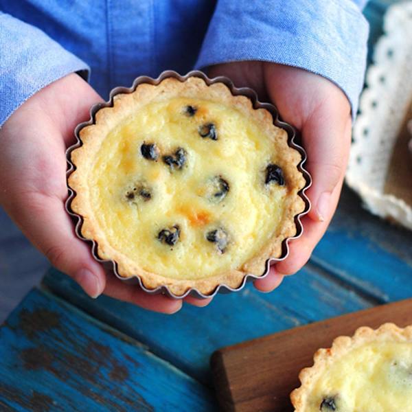 6 stk 4 tommers mini terteform Non-Stick Quiche Pan Flyttbar, Grå