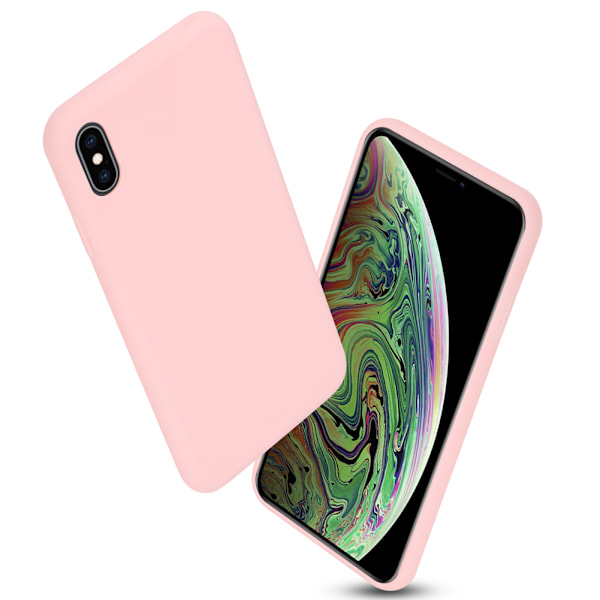 Flytande silikongummiskal för iPhone Xs Max, Elegant skydd med mikrofiberfoder för 6,5-tum, Rosa