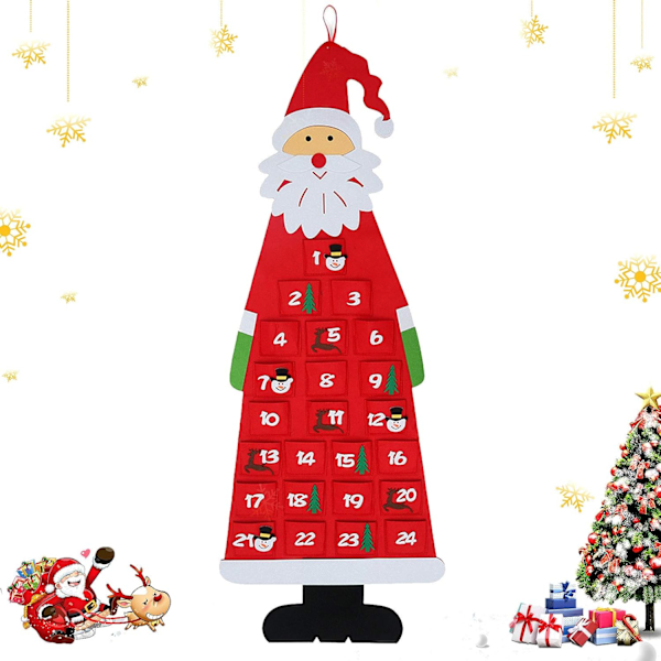 Nedräkning till jul med återanvändbar adventskalender, söt tomtedesign i filtmaterial för minnesvärda julstunder