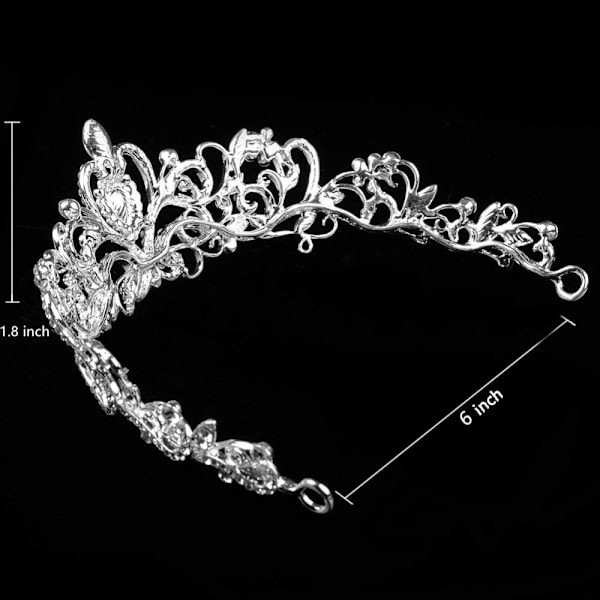 Strålande Strass Tiara Krona, Lätt Silver Kristall Prinsessdiadem för Kvinnor och Flickor, Perfekt för Fester Bröllop Bal Födelsedag