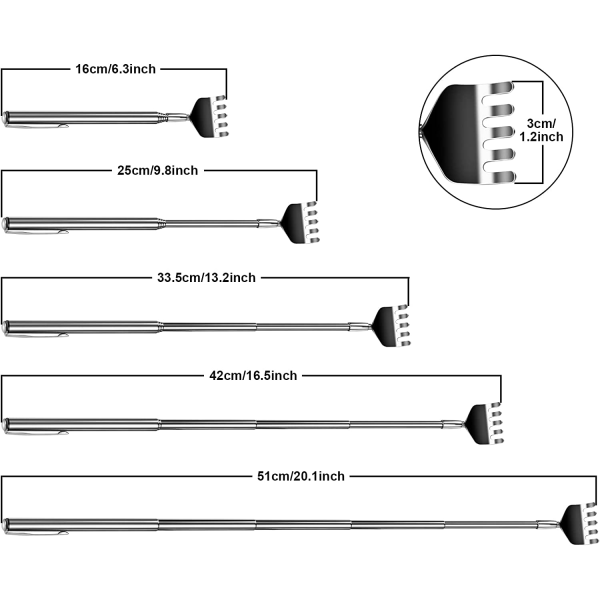 5-pack Handy utdragbar bärbar teleskopisk rostfritt stål