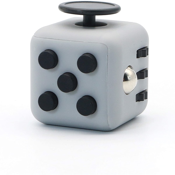 Fidget Cube Stress Angst Trykkavlastende leketøy, grå og svart