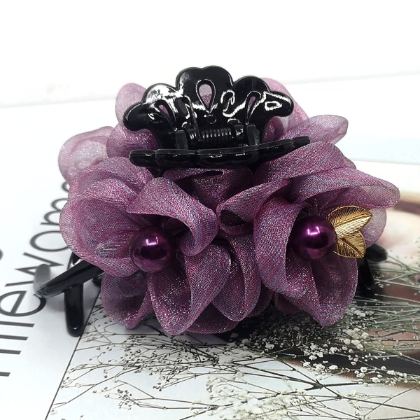 Naisten hiuskynsileikkeitä kukka ja helmi, violetti