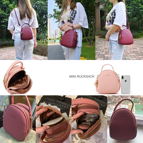 Casual Mini Ryggsäck för Kvinnor, Oberoende Fickor Justerbar Axelväska för Daglig Användning