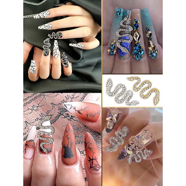 10 Stycken Orm Nagelberlocker 3D Orm Strass Nagelkonst Berlocker D