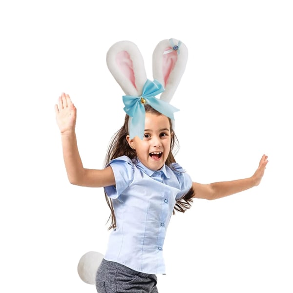 Bunny ører og hale sæt, plys påske kanin ører pandebånd hale