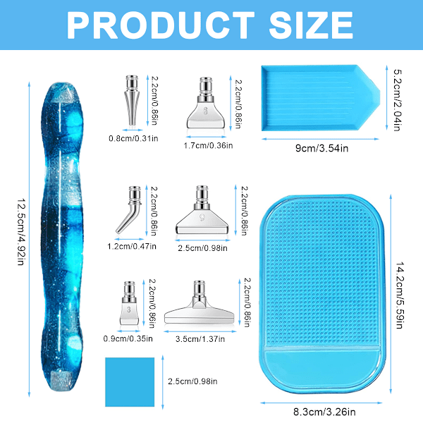 Diamantmaleri Tilbehørspenn, 18 Stykker 5D Diamantmaleri Sett, 6 Stiler Metallbor Pen Erstatningshoder