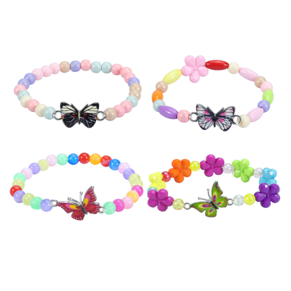 4 Rainbow Stretch Bead Armband för flickor