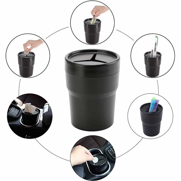Innovativ Bilpapperskorg, Uppgraderad Fjäderlås Mini Multifunktionell Cylinder för Bilar med Enkel Studsande Lockdesign, Läcksäker Cool Papperskorg för
